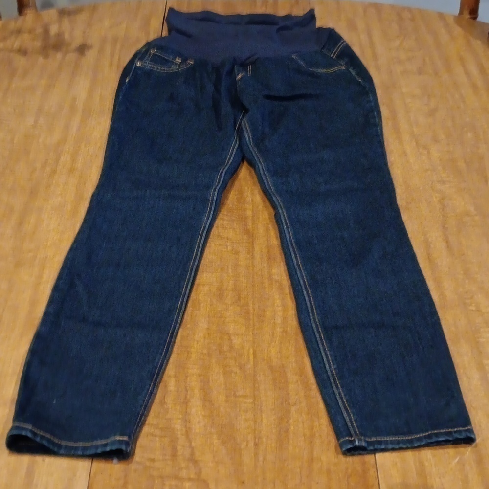 Indigo blue maternity jeans. Size L